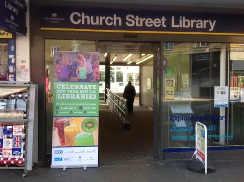 Photo of the Church Street Library entrance.